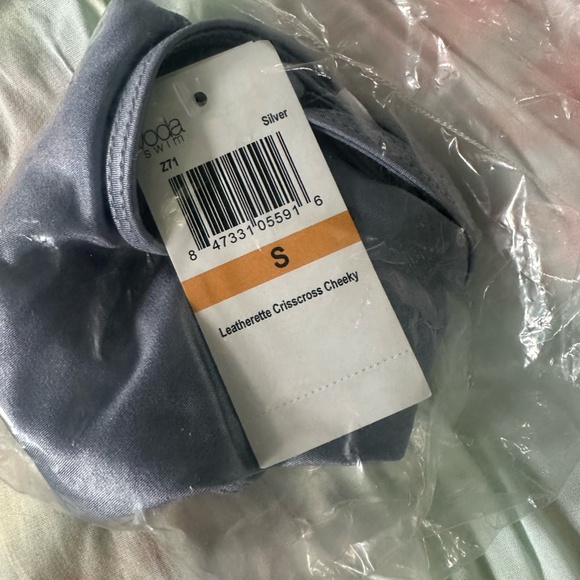 Voda Swim Leatherette Corset Bikini Top and Bottom (Silver, S, 3 items) NEW - Picture 10 of 10